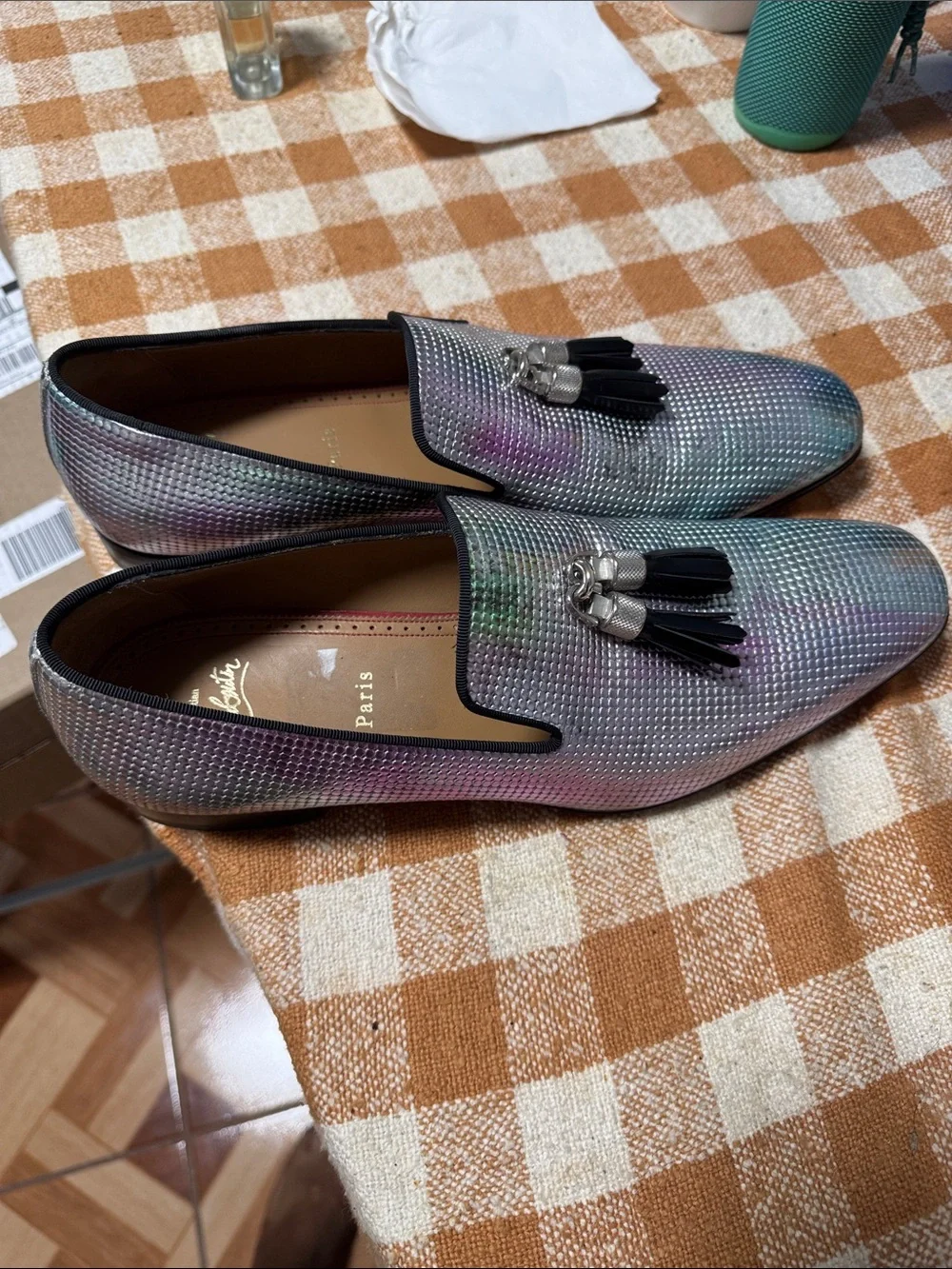 Christian Louboutin Iridescent Tassel Loafers in Multi-Color